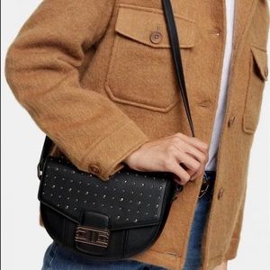 Topshop Black Studded Crossbody Bag